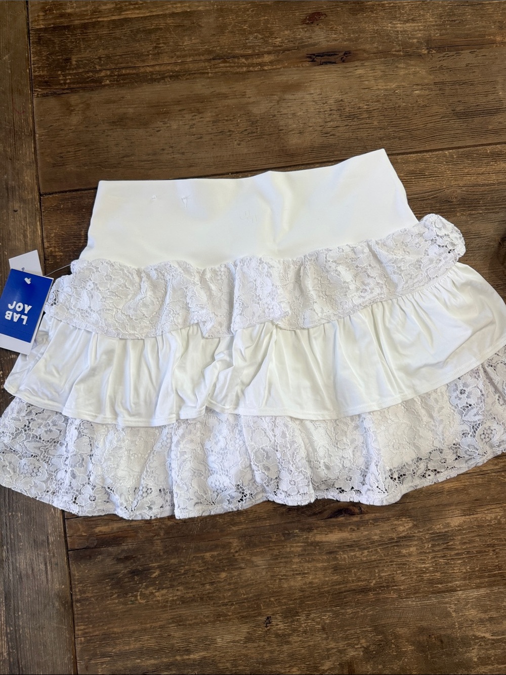 JoyLab White Lace Tiered Ruffle Mini Skort - Picture 2 of 3